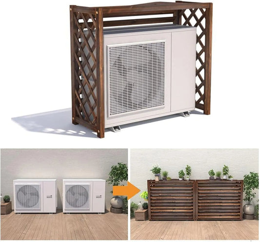 Climatiseur Cache, en Bois et Support à Fleurs, dimensions 80x32x70cm, Abri pour extérieur en Bois Massif, étagère décorative pour Plantes