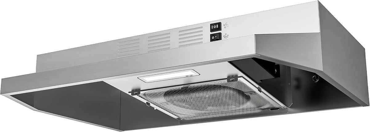 Armoire, capote convertible en acier inoxydable avec lumière LED de 2 W et filtre, 2 niveaux de vitesse de ventilateur