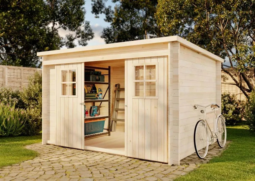 Abri de jardin, armoire de rangement avec paroi de 19 mm d'épaisseur, Vera en bois, avec matériel de montage