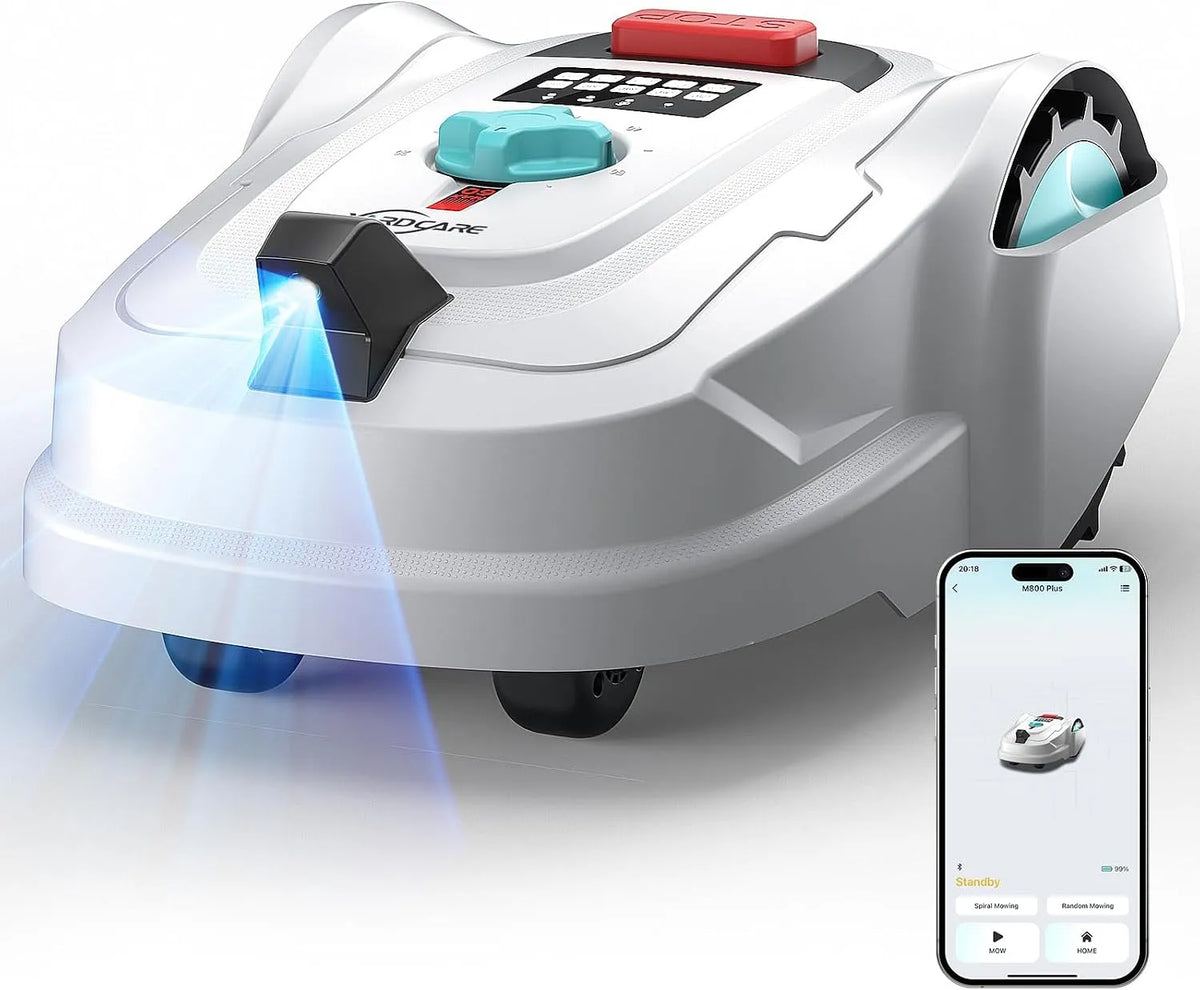 Tondeuse M800Plus YARDCARE Robot, 800 m², Détection de 150 Obstacles, YARDCARE Robot sans Fil Périphérique, Mode de Tonte en U, GPS & Vision IA