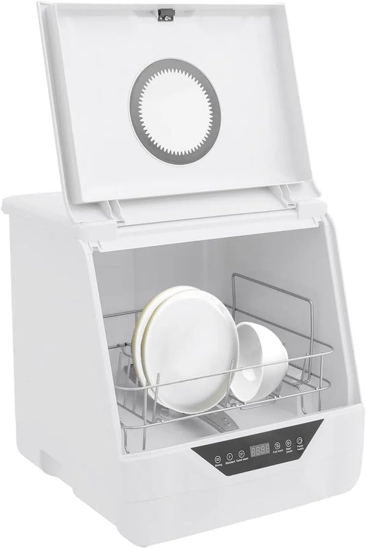 Lave-vaisselle, Mini de Table, 4 Programmes, Nettoyage Profond à 360°, 2-5 Personnes, Intensif, Standard, Rapide, Fruits
