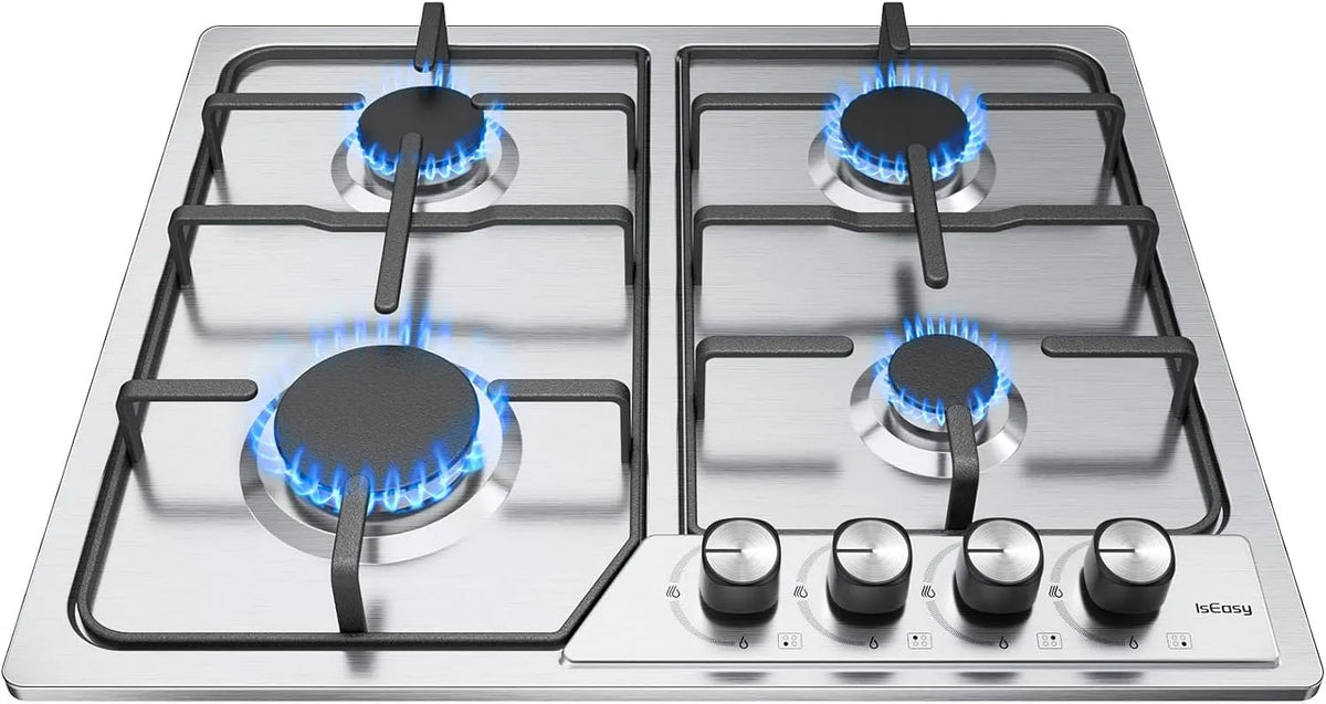 Plaque de cuisson, Table Gazs 60cm, Table de Cuisson 7200W, Gaz 4 Feuxs Inox, puissance 7200W, Gazs Ville et Bouteille