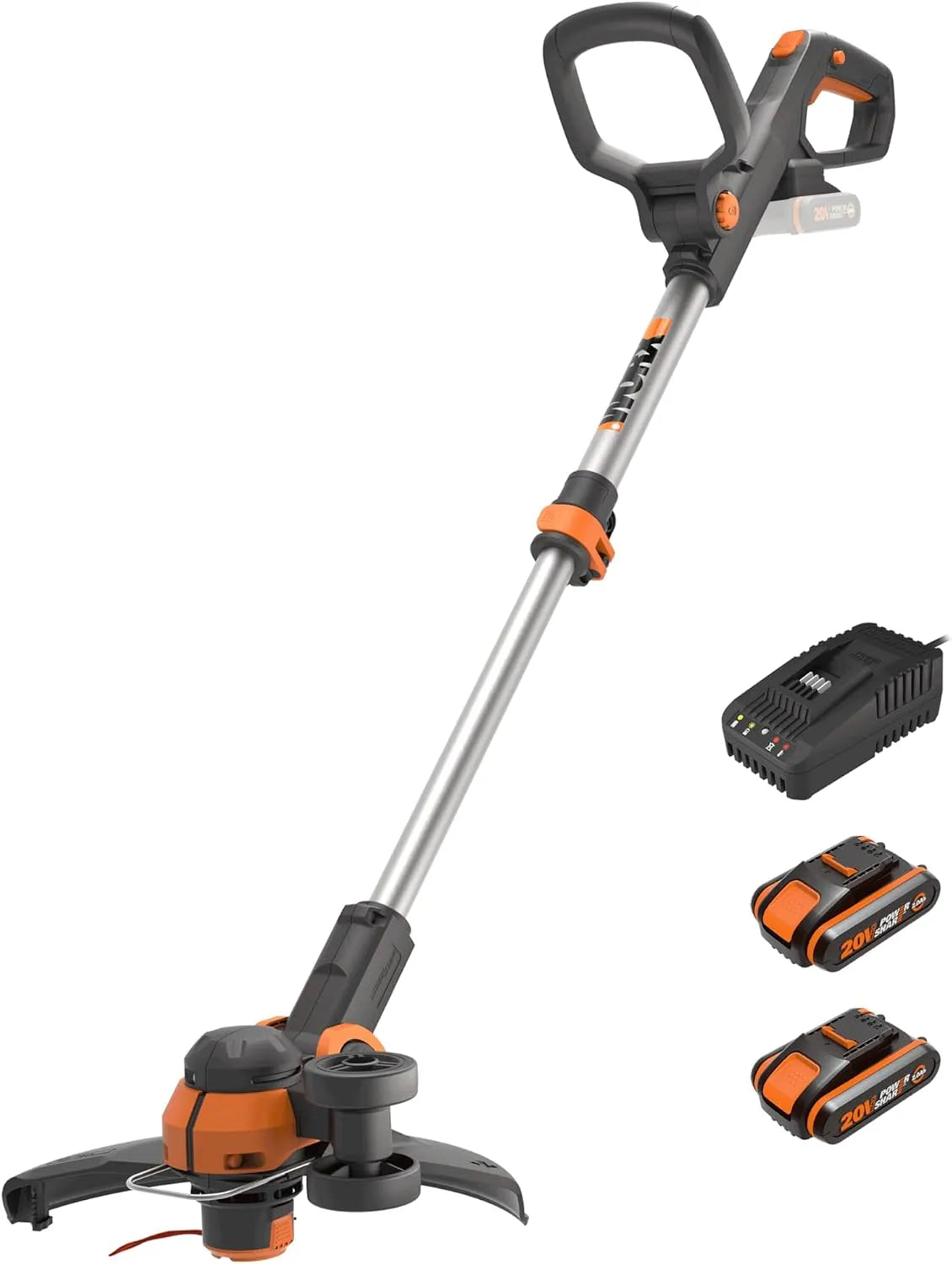 Worx 20V Coupe-Bordures et Dresse-Bordures sans Fil, PowerShare WG163E.3, Diamètre de Coupe 30 cm, 2 Batteries 2Ah et 1 Chargeur Inclus