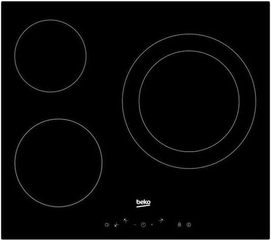 Table de cuisson HIC63402T, Vitrocéramique 60cm 3 Feux 5700w finition noire