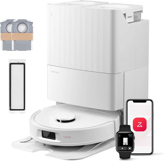 Roborock aspirateur 35S, QV Robot Set, 10 000 pa d'Aspiration, Deux Balais Relevables 10mm, Technologie RéActive & Navigation PreciSense LiDAR