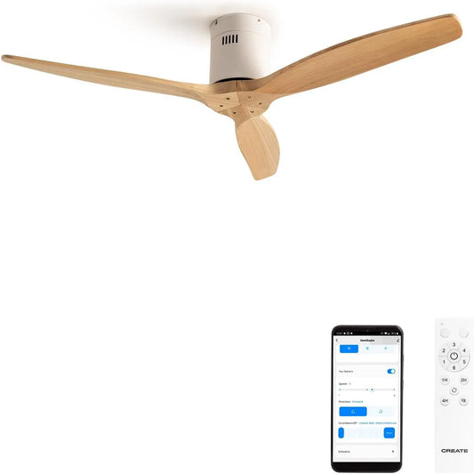 Ventilateur, 6 niveaux de vitesse, 6 niveaux de vitesse, WiFi et télécommande, avec, Minuterie, Ø132 cm, puissance 40W, CREATE