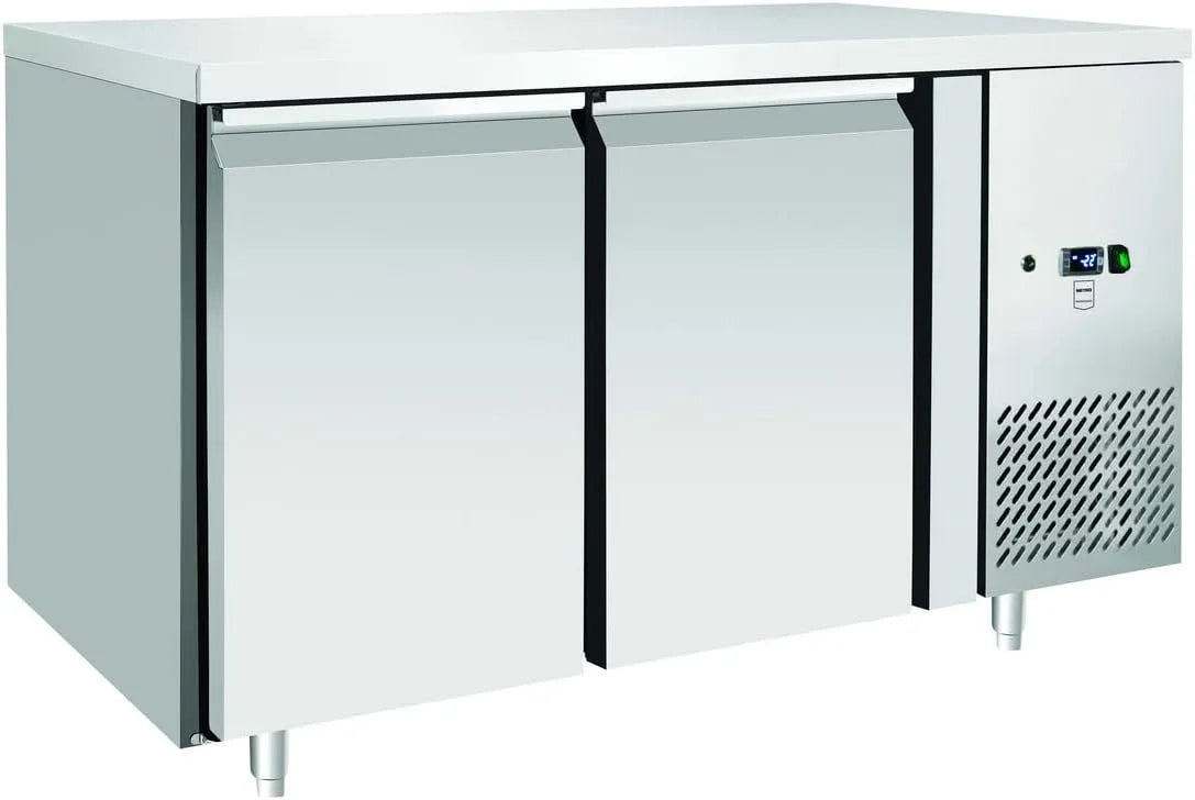 Table METRO Professional GCF2100, dimensions 136x70x85cm, puissance 600W, avec serrure, réfrigérée négative 2 portes, inox, capacité 215L