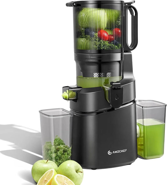 Extracteur de jus AMZCHEF, Ouverture de 145mm, filtre, finition noire Profond, automatique Vos mains libres, avec triple