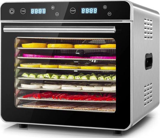 Modèle Alimentaire Avec 8 Plateaux Inox 24H Kwasyo Deshydrateur, puissance 700W, Légumes, Calme Food Dehydrator pour Fruits, Poisson, 30 à 85°C