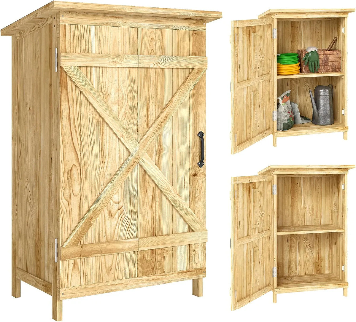 Abri de jardin Outsunny, Cabane de Jardin en Bois 63,5x40x90 cm extérieur Rangement d'outils
