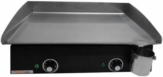 Plaque de cuisson LUX 600 600-2400W L60, Plancha Electrique -2400W, X P45 X H20 cm, 2 Thermostats Réglables, Inox Finitions Carbon, Made In France
