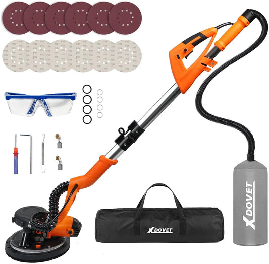 Sec XDOVET Ponceuse à, ponceuse murale 750 W Avec raccords d'aspiration à deux canaux, disque abrasif 225 mm
