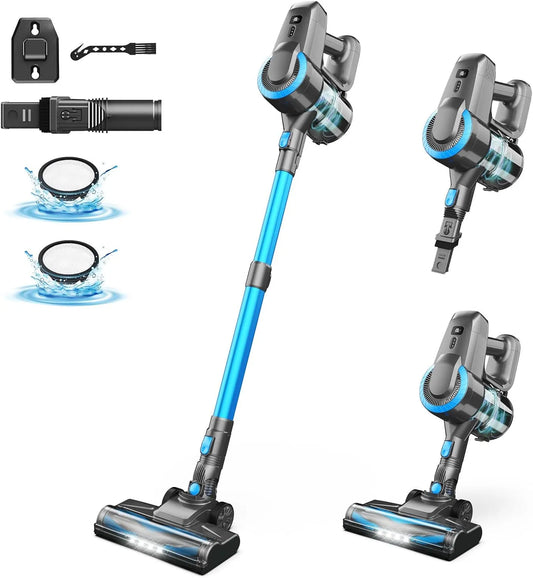 Aspirateur balai, 28kPa Aspirateur sans Fil, Brosse LED, pour Tapis Sols Poils d'animaux