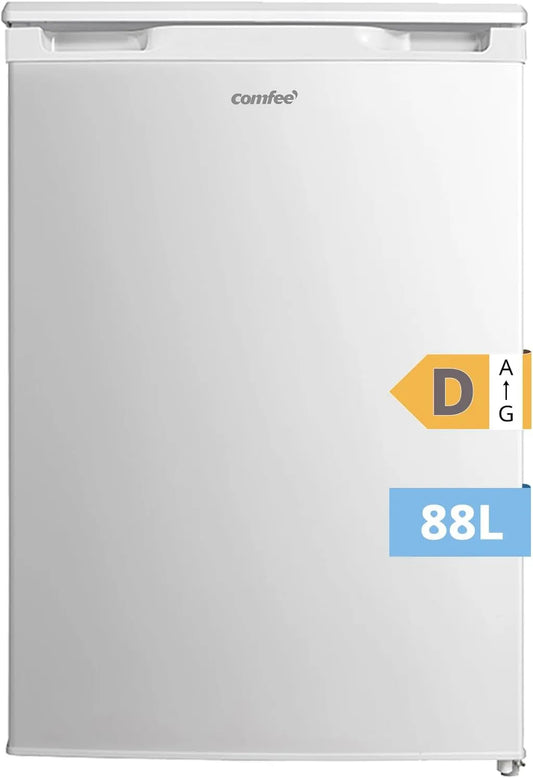 Comfee congélateur RCU83WH3EU, vertical indépendant 88 Litres, 3 tiroirs, grande capacité, Thermostat réglable, Porte réversible, finition blanche