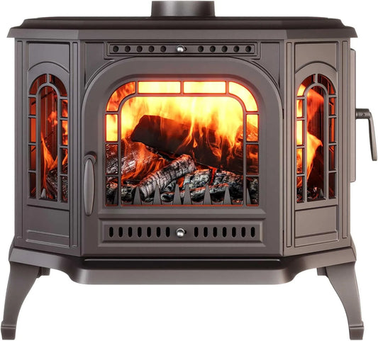Poêle à bois, puissance 10,5 kW, P7 PB, autonome en fonte noire, ouverture réversible droite, gauche, ECO