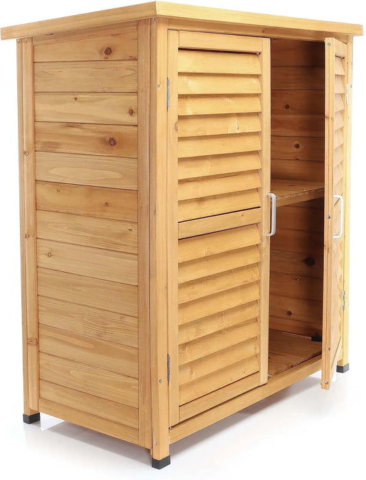 Abri de jardin Wiltec, en Bois d'Épicéa, dimensions 870 x 465 x 916 mm, avec 2 Portes, Terrasse & Balcon