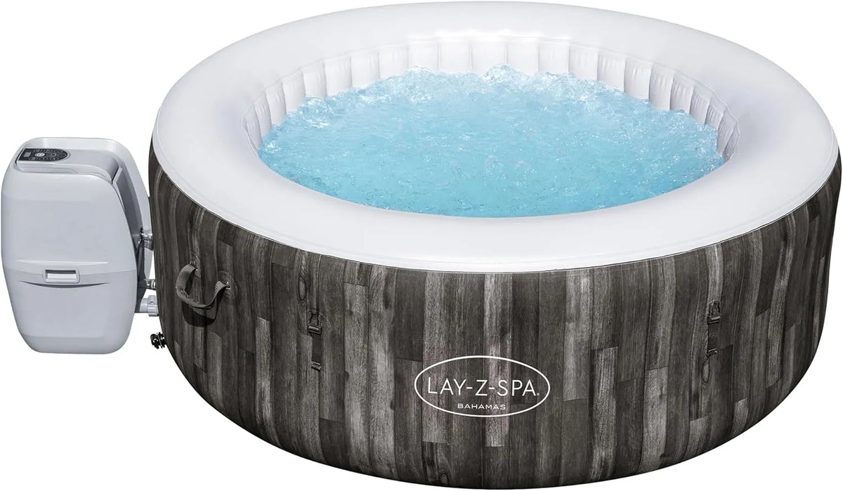 Spa Gonflable, Rond Lay-Z-Spa Bahamas Airjet Motif Bois 2 à 4 Personnes, dimensions 180 x 66 cm
