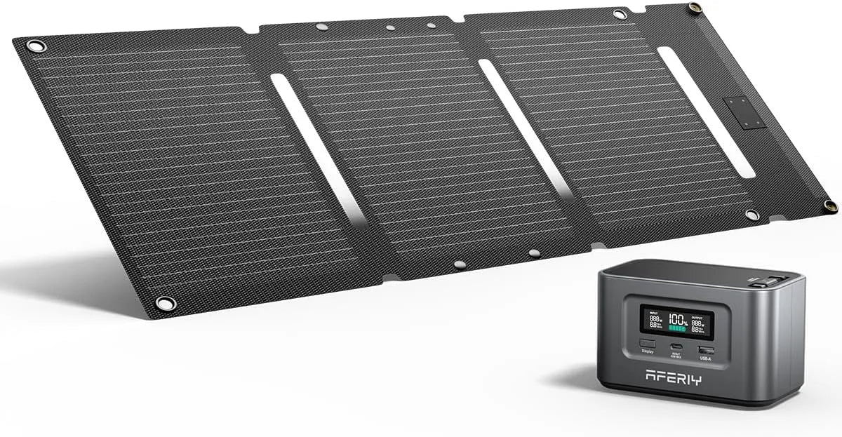 Modèle Electrique Portable avec Panneau Solaire 31000 PD3.0 AFERIY Generateur, 31000 mAh, 6 Protections Intégrées, pour Voyage, Camping