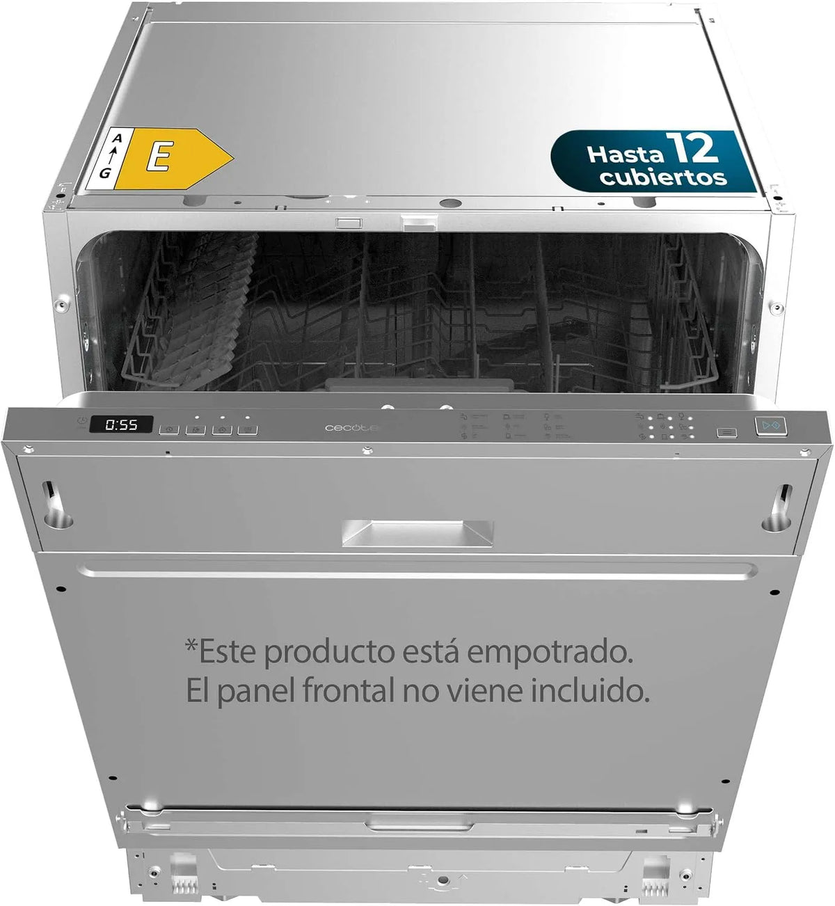 Cecotec lave-vaisselle 6110, Intégrable 60cm Bolero Aguazero Full-BI. 1850W, 12 Couverts et 7 Programmes, Programme 3 en 1, Départ Différé