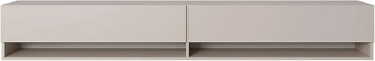 Meuble TV, avec 2 Portes 2 Étagères Meuble Télé De Salon 200 cm Beige finition grise Mirrgo, Suspendu