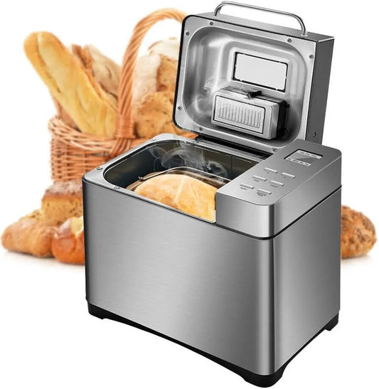 Machine à pain, Acier Inoxydable Automatique 19 Programmes Entièrement Sans gluten Pour confiture, poêles en céramique 650W 1000G, yaourt