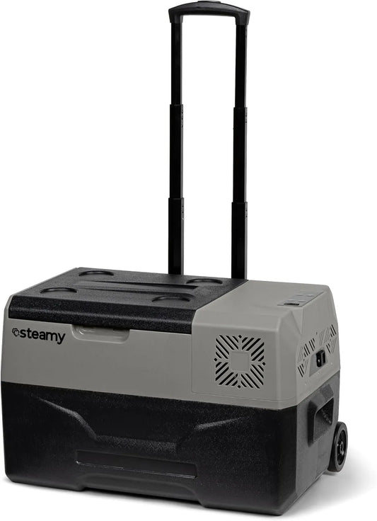 Glacière V/230, tension 12 V, capacité 28 litres, idéale pour Le Camping, Steamy-E Single Zone 30 Roller, à compresseur électrique avec roulettes