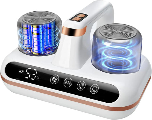Aspirateur, puissance 1000W Matelas Anti Acariens sans Fil 26Kpa avec Capteur d'Humidité, Inclut 2 Filtres de Rechange, Filtre HEPA Lavable, UV-C