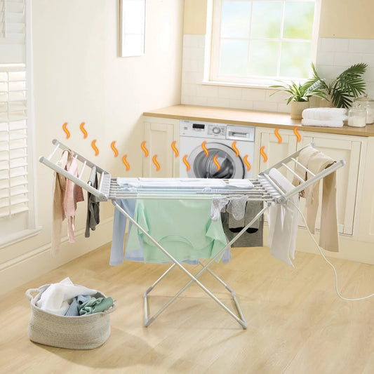 3 Pagen Séchoir à linge chauffant électrique, Puissance: 230 W, Séchage rapide à 55°C, Avec 18 barres chauffantes, Pliable