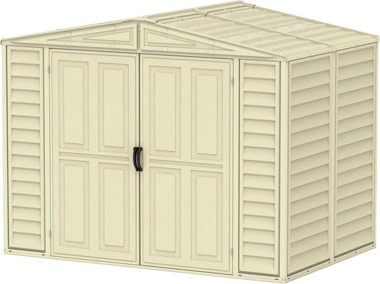 Abri de jardin, en plastique avec kit de fondation en métal, abri en vinyle sans entretien, Duramax DuraMate 8 x 6, 3.85 m², Ivoire