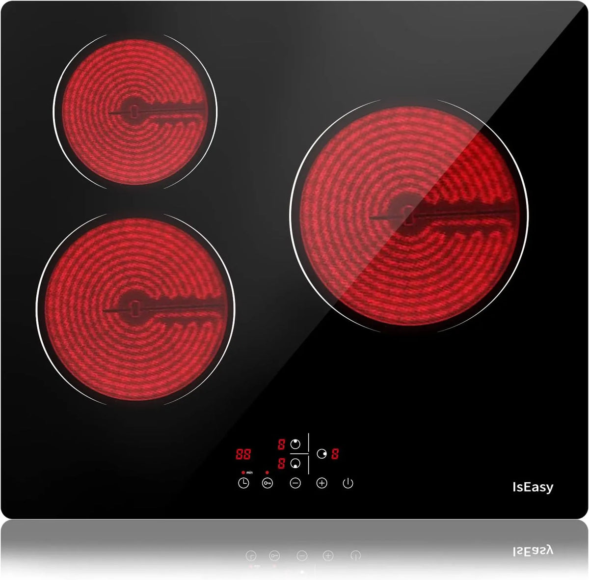 Plaque de cuisson, Table de Cuisson Vitrocéramique 3 Foyers Encastrable 3 Feux- 5500W, largeur 60cm, Autarkic, Tactile, Minuteur, Verre-céramique