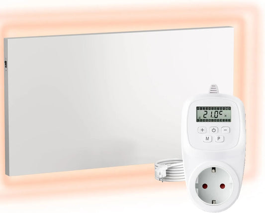 Modèle Chauffage infrarouge H400 IP20 TH12 VIESTA, incl. thermostat enfichable, 7 jours, Chauffage infrarouge 400 W, Panneau 60×60 cm, Carbon Crystal