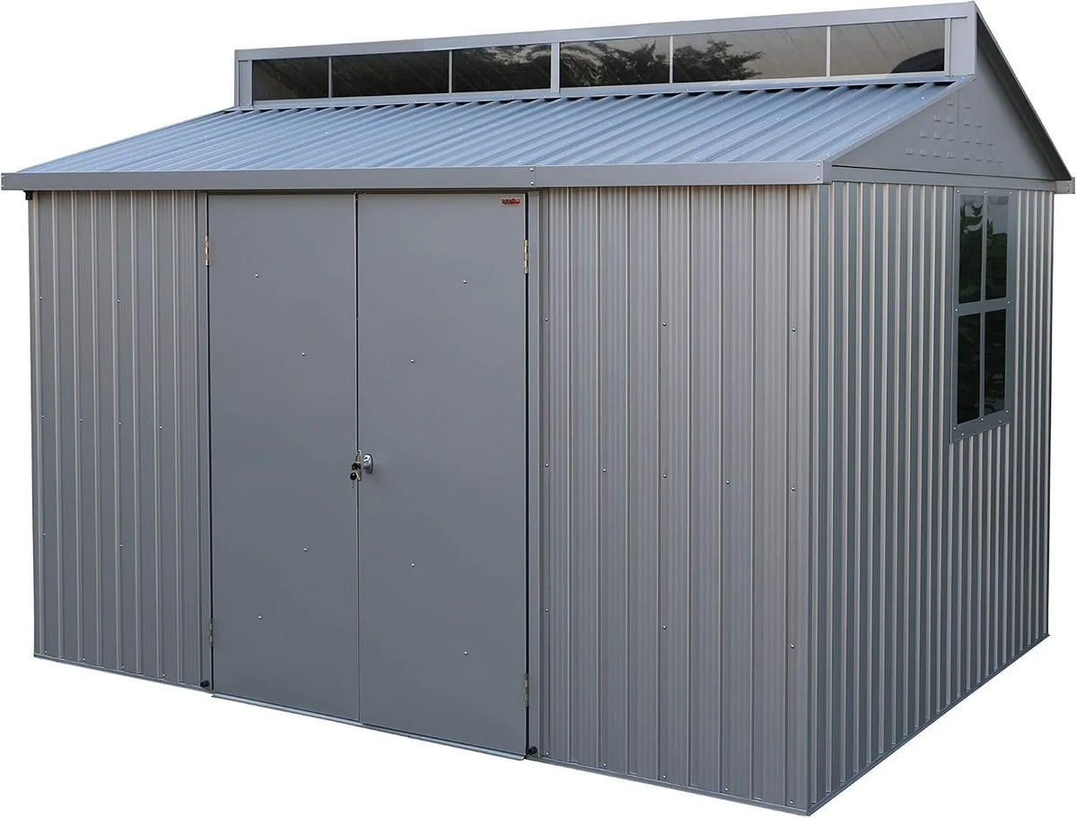 Abri de jardin ALU 10, Duramax x 8, 7.24 m², en aluminium, Comprend avec lucarne, fondation en métal, Abri de stockage d'outils