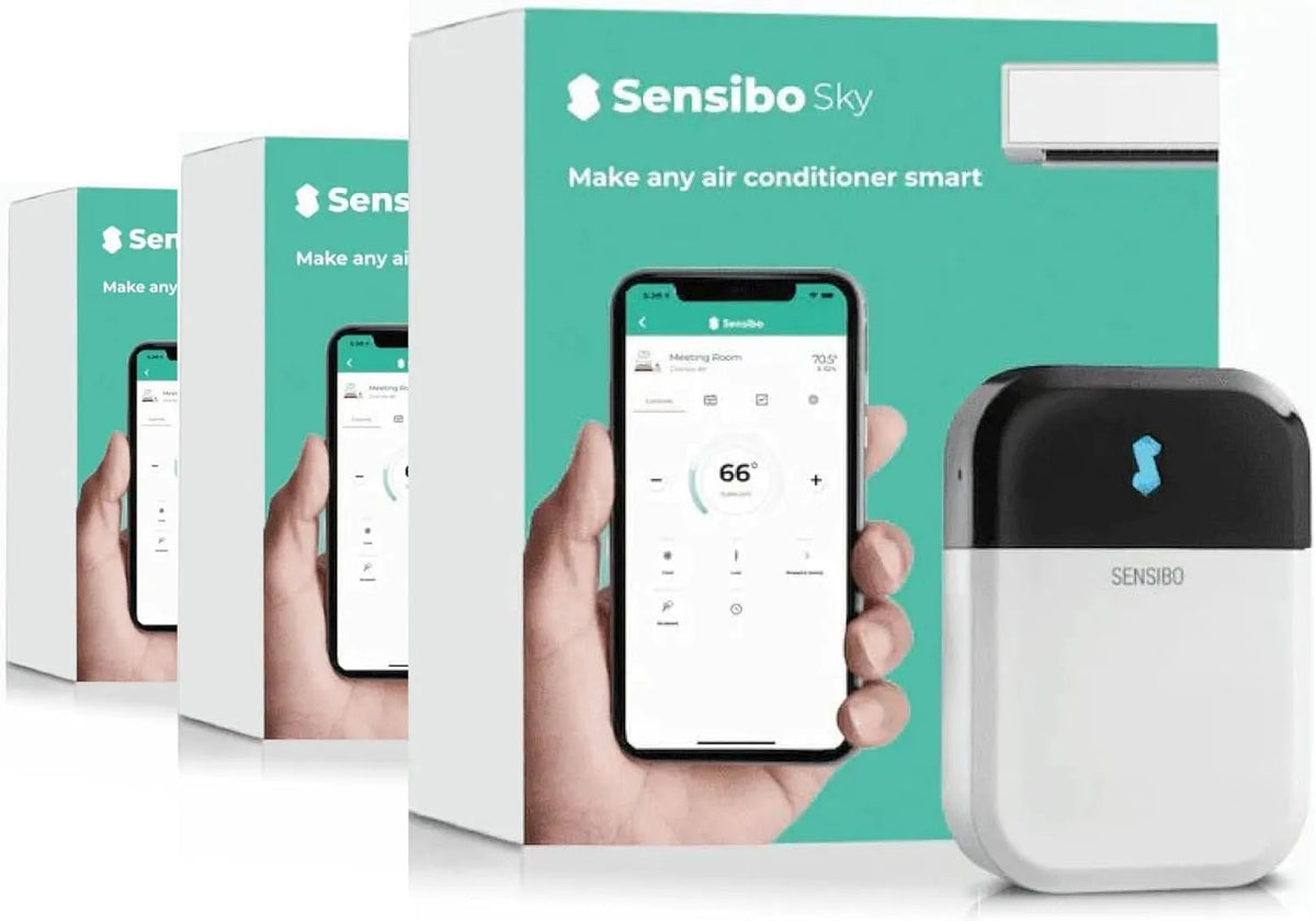 Lot de 3 systèmes de climatisation Smart Home Sensibo Sky, Maintient le confort avec l'application écoénergétique, Marche, Google, Alexa