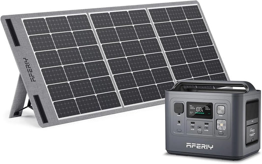 Générateur électrique LiFePO4 V-240 IP65 AFERIY, solaire 800 W avec panneau solaire pliable de 100 W, crête 1600 W, batterie, 220 V