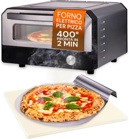 Four Avilia, à pizza électrique à 400 °C avec affichage numérique et 6 programmes de cuisson, y compris pelle à pizza en acier inoxydable