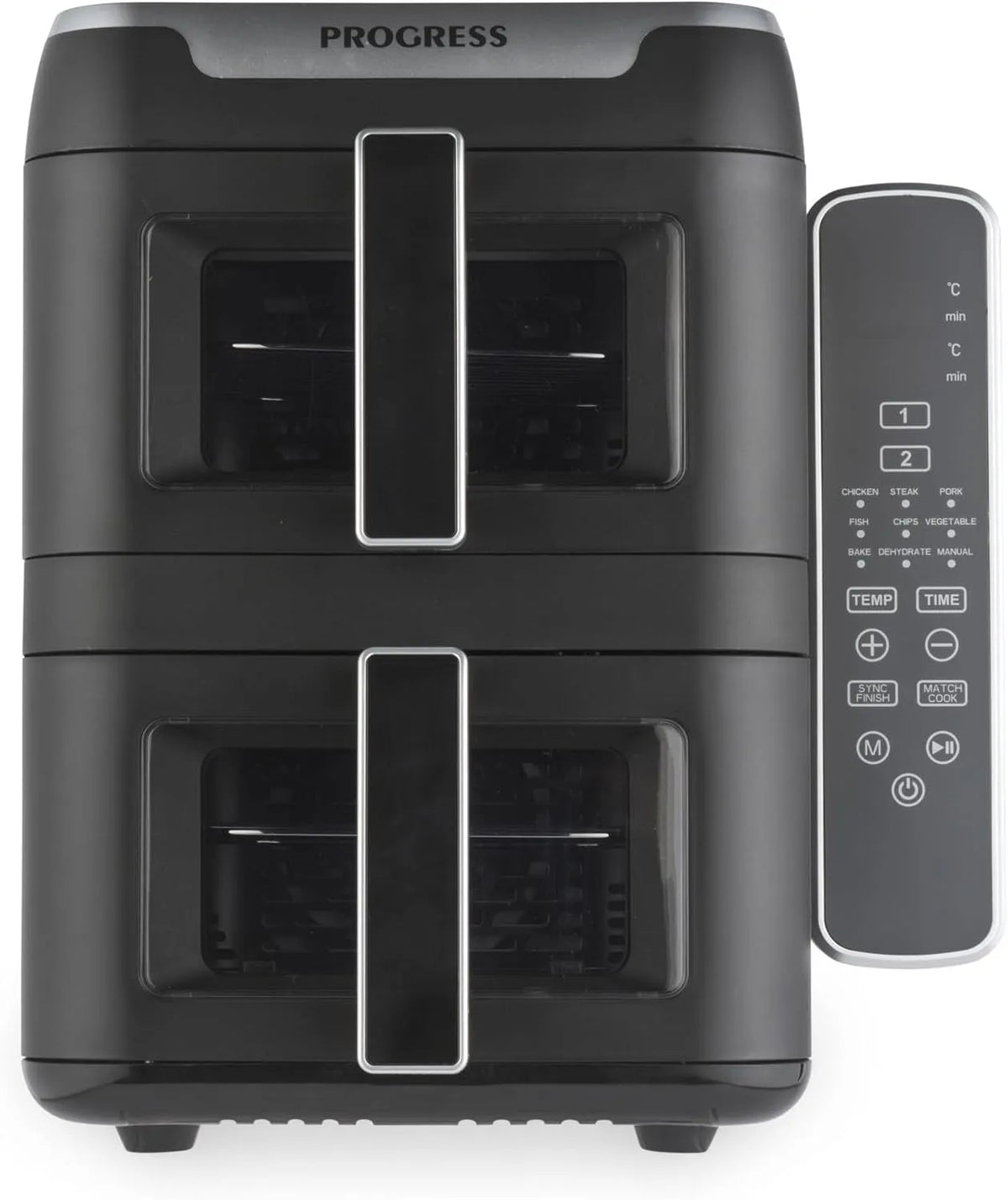 Tier Air Fryer Progress Dual, capacité 4.5 L Baskets, UK PLUGGED Stacked 2-Tier Fryer, Cook on 4 Layers