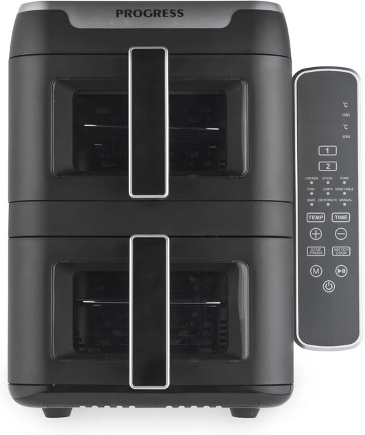 Tier Air Fryer Progress Dual, capacité 4.5 L Baskets, UK PLUGGED Stacked 2-Tier Fryer, Cook on 4 Layers