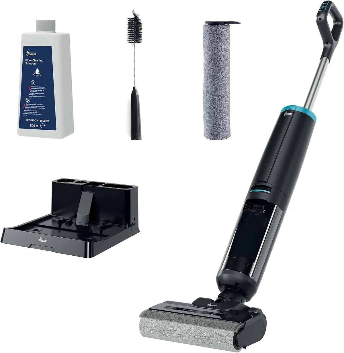 Hoover aspirateur HW3Z00 40min, Puissant 16 000Pa, Laveur, Auto-Nettoyage & Séchage à l'air Froid, sans Fil, Eau et Poussière, Autonomie