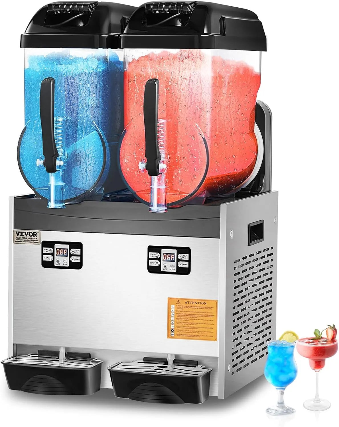 Vevor machine à granité, Distributeur de Boissons Frappées Granitas Margarita Smoothie, Commerciale 2x12 L Double Réservoir