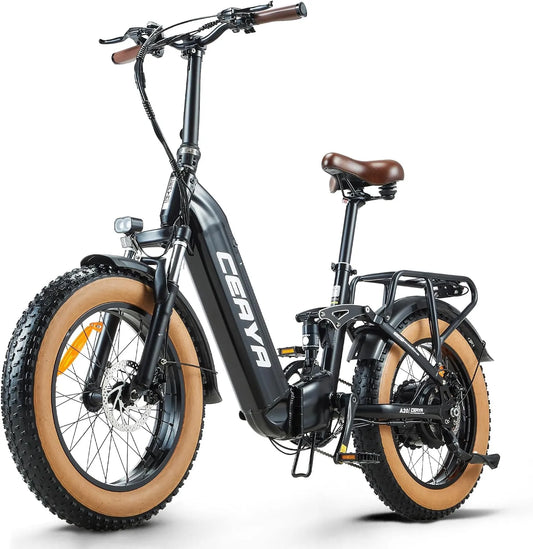 Vélo électrique A20 48V20Ah, Femme Homme Pliable 20' Fat Bike Electrique Ebike avec Batterie Amovible, Dérailleur 7 niveaux de vitesse, VTT Électrique