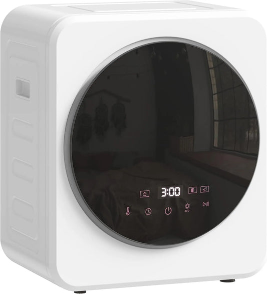 Homcom sèche-linge, Mini portable 4 kg, compact 800 W, jusqu'à 60 °C, écran LED, à à chargement frontal, empilable, fixable au mur, autoportant