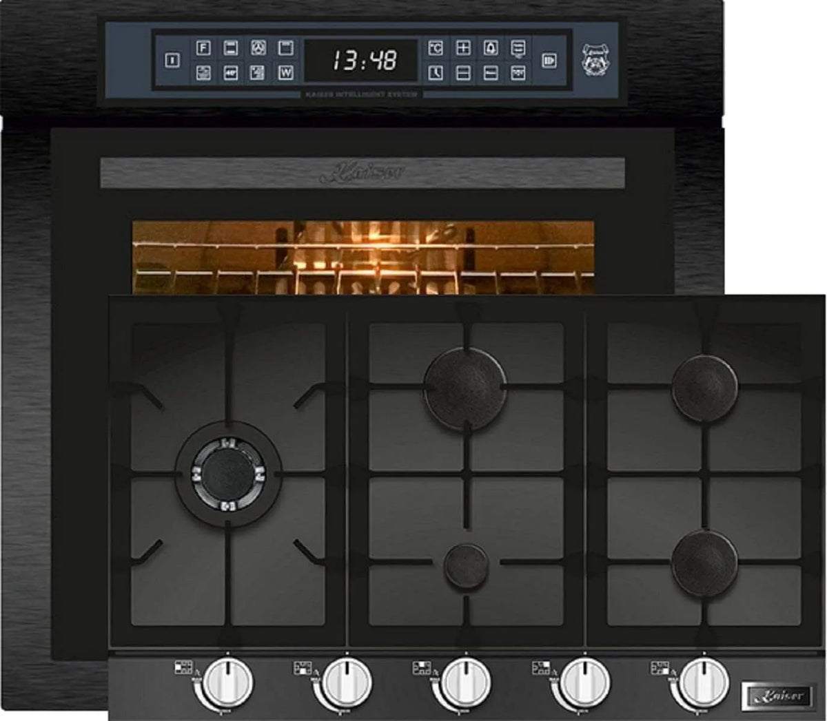 Cuisinière à gaz EH 6306 RS KCG 9387 Kaiser, Four encastrable,79L 15 Fct.+plaque de cuisson gaz,90cm