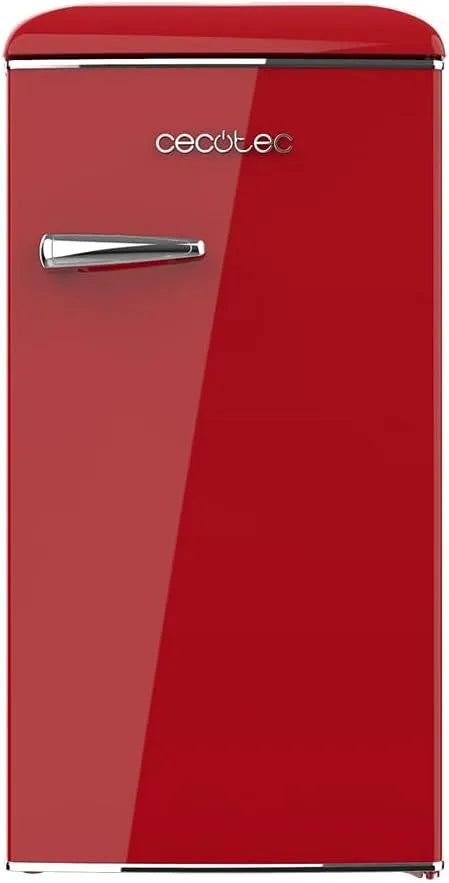 Cecotec réfrigérateur, Mini Rétro de 90 L Bolero CoolMarket TT Origin 90 Rouge. Mini Frigo avec ICEBOX, LED Intérieur, Poignée Chromé