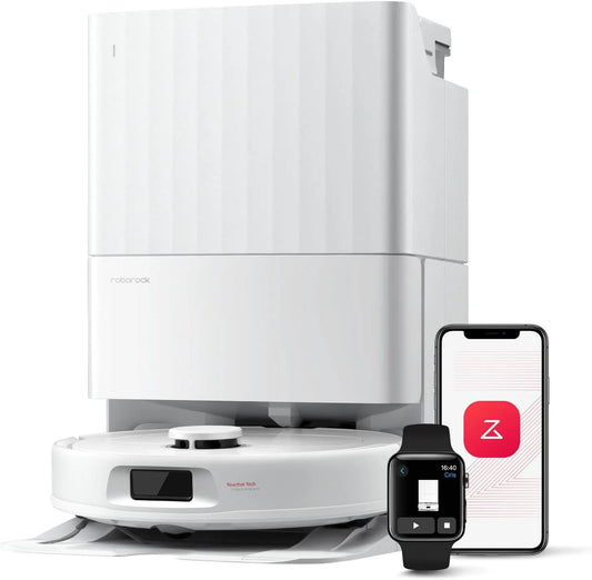 Roborock aspirateur robot, QV 35A Laveur, 8000Pa HyperForce, Serpillière Rotative 200 TR/Min & Relevable 10mm, Station Multifonctionnelle, APP