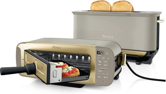 Ninja grille-pain ST202EUSTGD, Foodi 3-en-1, 7 Fonctions de Cuisson, Grill et Presse-panini, un Plateau de Cuisson et un Bac à Miettes, Stone, or