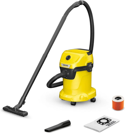 Kärcher aspirateur, Flexible 2m. Inclus: Filtre Cartouche, Cuve 17L, Buses Sol & Fentes. Puissant, Eau et Poussières WD 3 V-17/4/20, Soufflage