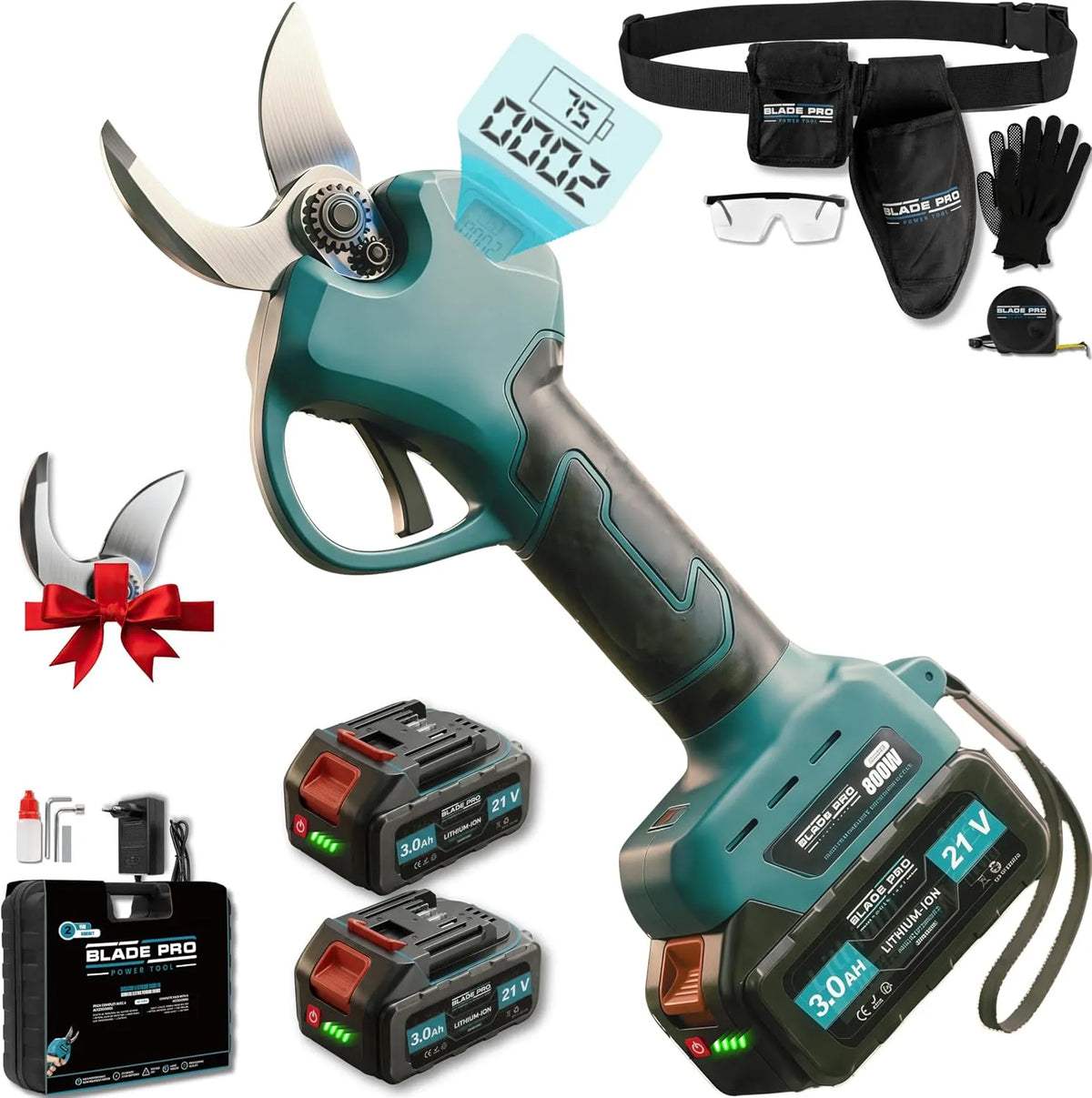 Makita Sécateur électrique à fonctionnement sans fil 40mm 3000 6000, 3000 mah, 6000 mah, puissance 800W Brushless, 2 Batteries mah, Compatible