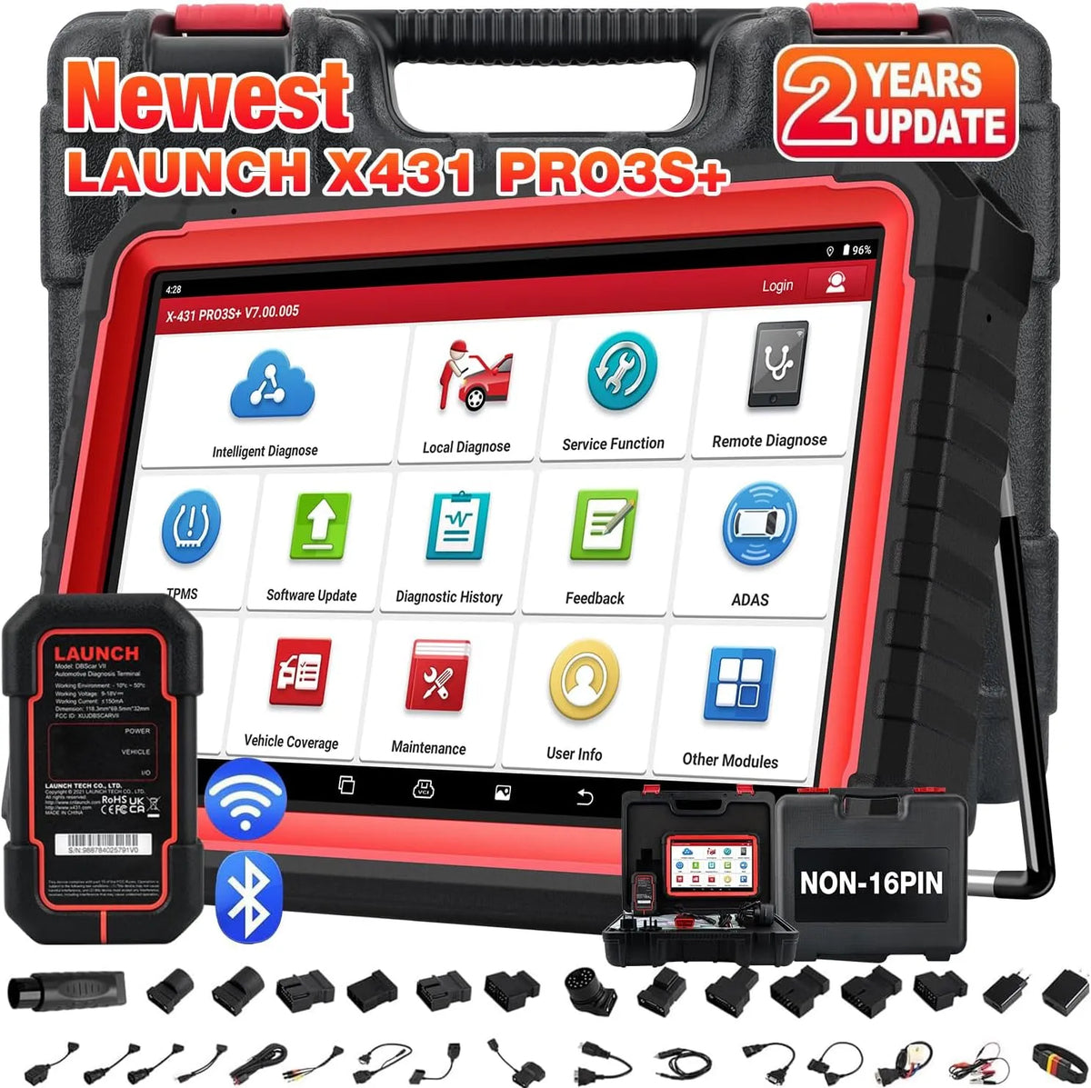 + Valise Diagnostic Auto modèle X431 PRO3S obd2 Launch, Codage en Ligne de l'ECU et Plus de 39+ Services, Bidirectionnel, Cartographie topologique