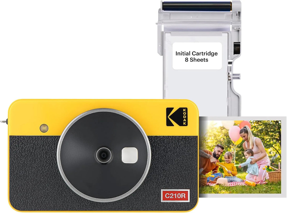 Appareil photo 4Pass, Kodak Mini Shot 2 Retro 2-in-1 Instantané and Imprimante Photo Portable, dimensions 5,3x8,6cm, + 8 Feuilles, Jaune