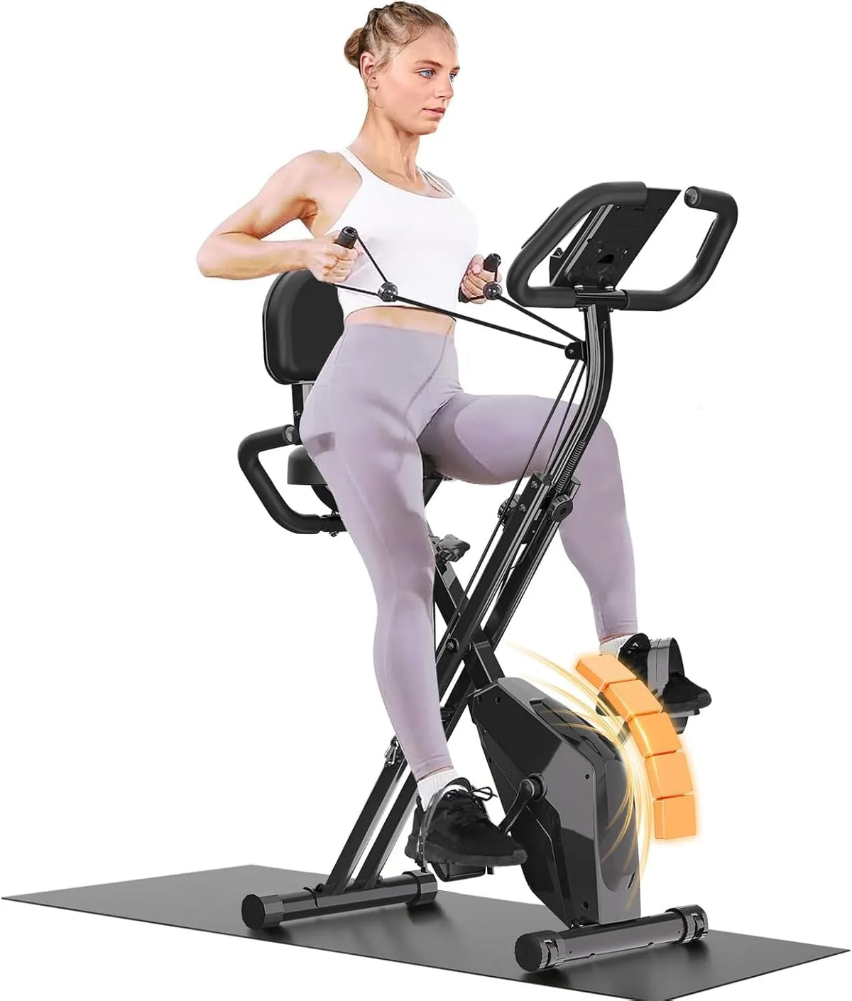 Vélo Dskeuzeew, d'appartement pliable 4 en 1 magnétique, avec écran LCD et capteur de fréquence cardiaque